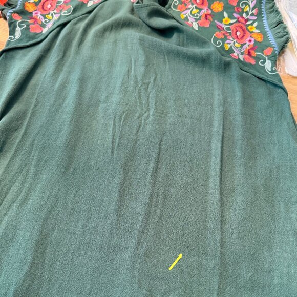 🆕 NWT Umgee Embroidered Linen Blend High Low Dress Green Size S - Picture 11 of 11